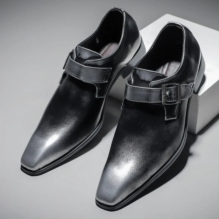 Men’s Patent Leather Dress Shoes with Buckle