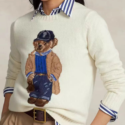Women’s Bear Print Cashmere Pullover