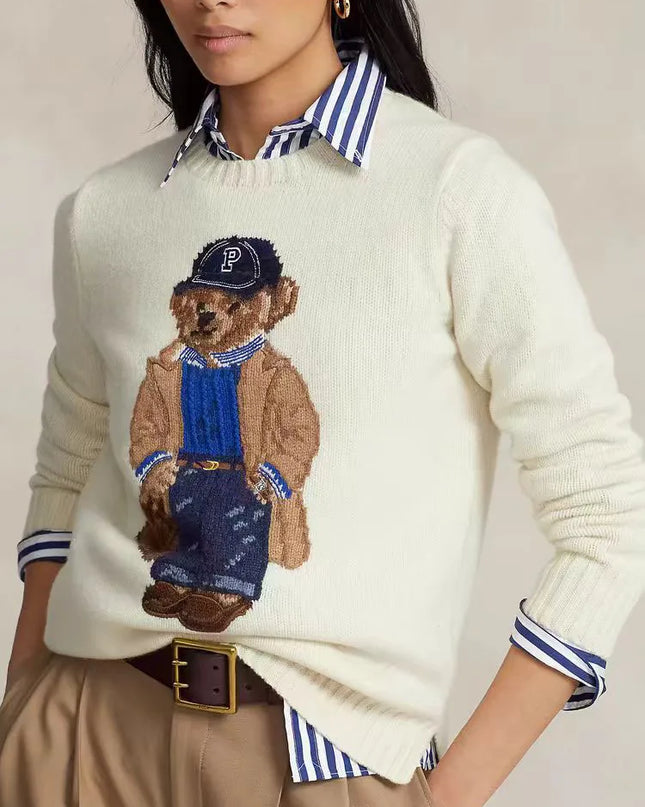 Women’s Bear Print Cashmere Pullover