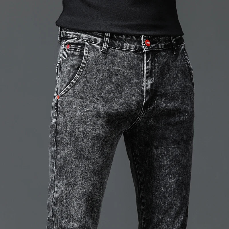 Men’s Slim Stretch Black & Dark Grey Jeans-HighTouch