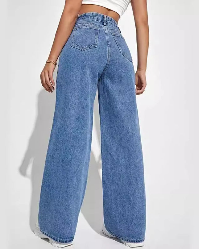Mid Waist Loose Straight Jeans for Women