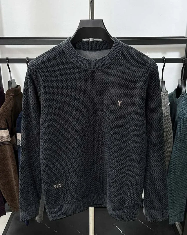 Embroidered Plush Sweater Men