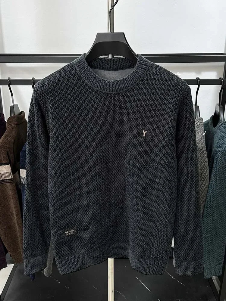 Embroidered Plush Sweater Men-HighTouch