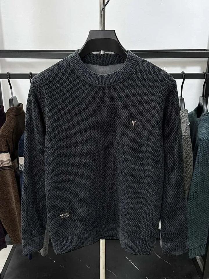 Embroidered Plush Sweater Men-HighTouch
