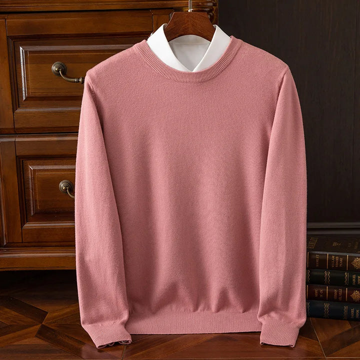 Men’s Merino Wool Sweater Premium Long Sleeve Knit Pullover-HighTouch