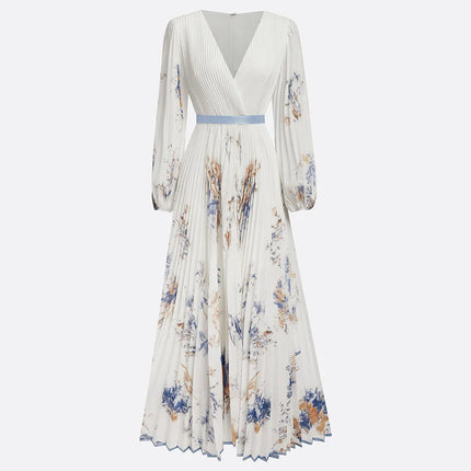 Bohemian Summer Beach Dress Sleeveless Floral Print V-Neck Flowy Maxi Dress for Women Resort Holiday Party Casual Outfit Fashion