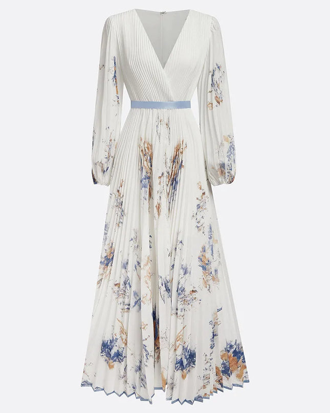 Bohemian Summer Beach Dress Sleeveless Floral Print V-Neck Flowy Maxi Dress for Women Resort Holiday Party Casual Outfit Fashion