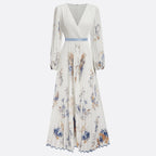 Bohemian Summer Beach Dress – Sleeveless Floral Print V-Neck Flowy Maxi Dress for Women-HighTouch