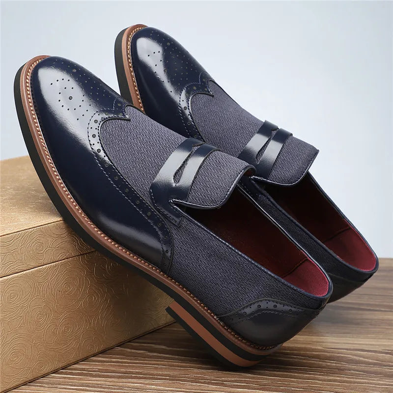 Men's Wingtip Leather Hybrid Loafers | Casual Dress Slip-On Shoes