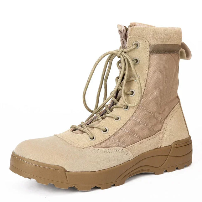 Men’s High-Top Breathable Leather & Mesh Tactical Combat Boots