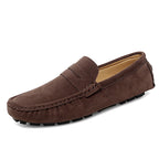 Soft Suede & Leather Slip-On Loafers-HighTouch