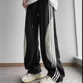 Quick-Dry Color-Block Straight Pants – Men’s 3-Stripe Loose-Fit Summer Trousers