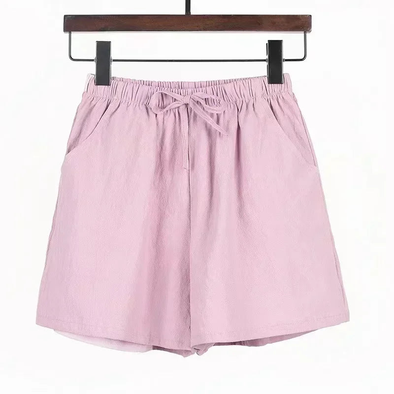 Women’s Cotton‑Linen Wide‑Leg Beach Shorts-HighTouch