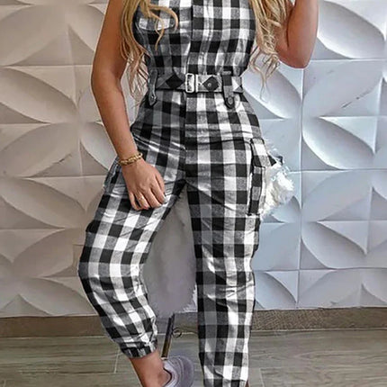 Sleeveless Cargo Jumpsuit with Drawstring Waist