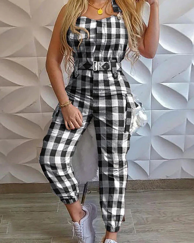 Sleeveless Cargo Jumpsuit with Drawstring Waist