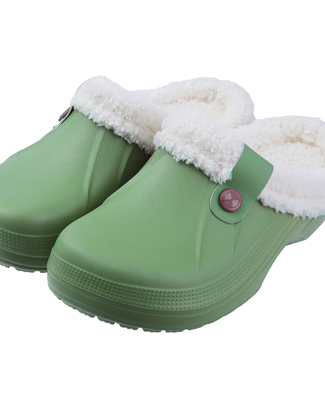 Fuzzy EVA Clogs Unisex – Waterproof Warm Plush Winter House & Garden Slippers