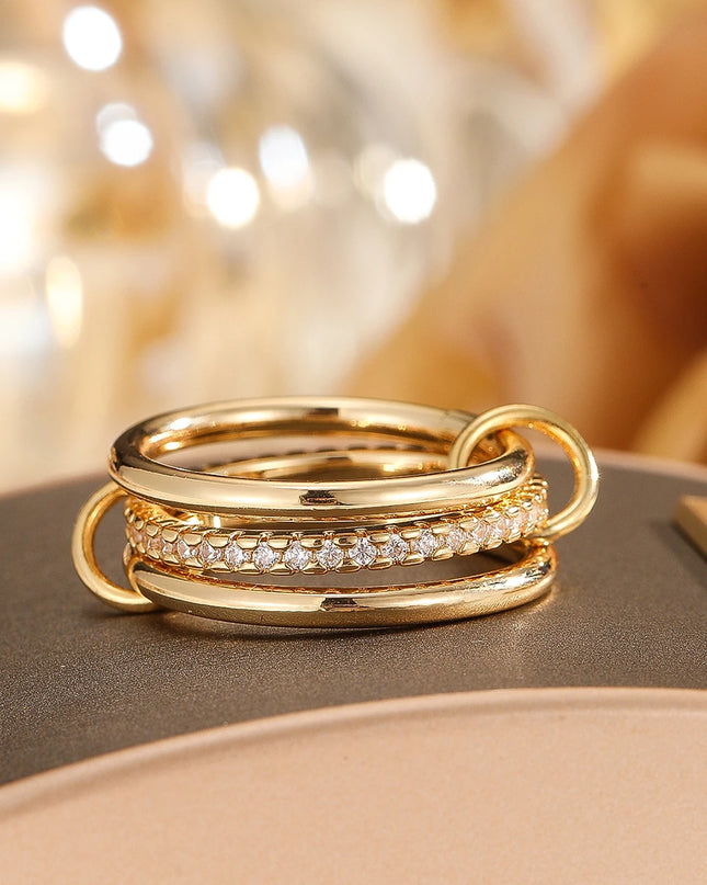 Two-Tone Hypoallergenic Copper Stackable Ring Set