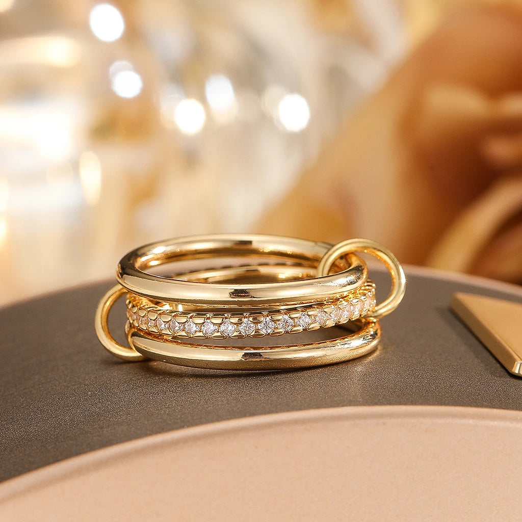 Two-Tone Hypoallergenic Copper Stackable Ring Set-HighTouch