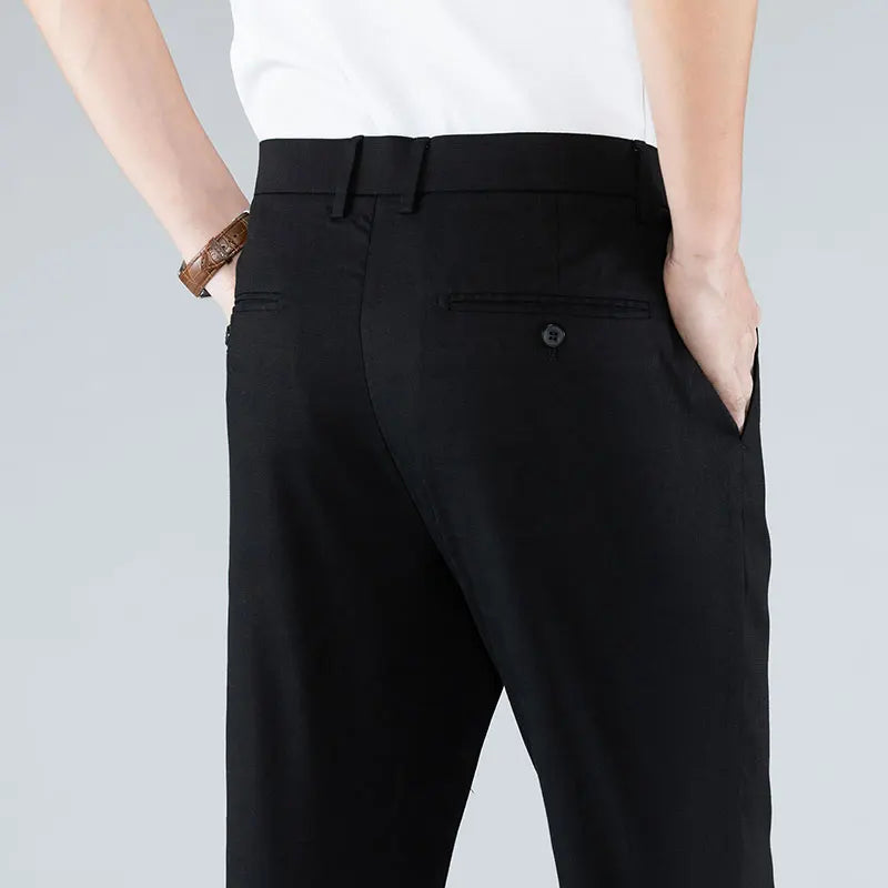 Ultra-Thin Breathable Cotton-Linen Straight Trousers-HighTouch