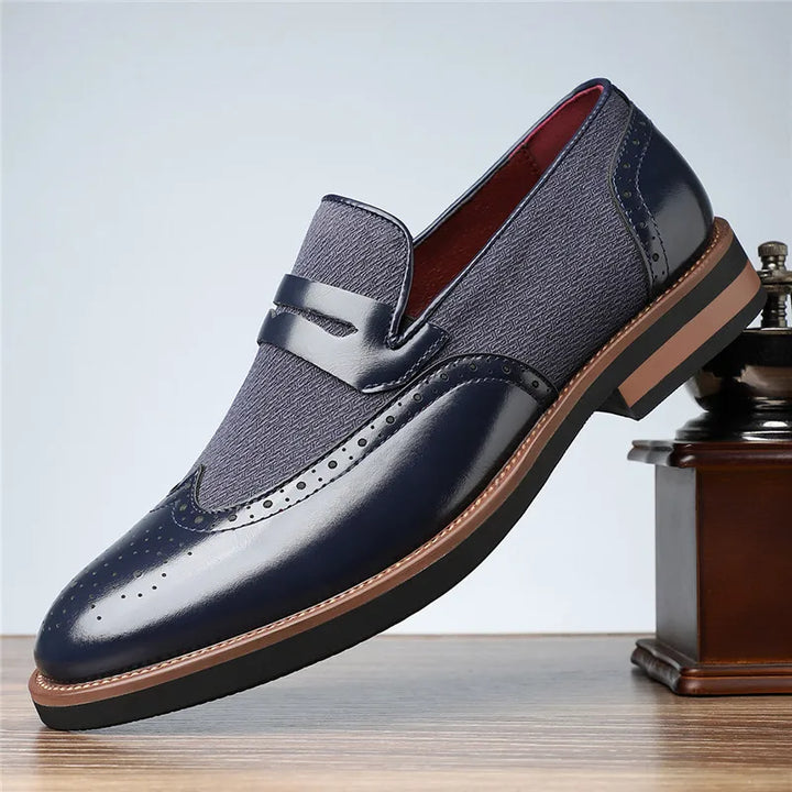 Men's Wingtip Leather Hybrid Loafers | Casual Dress Slip-On Shoes