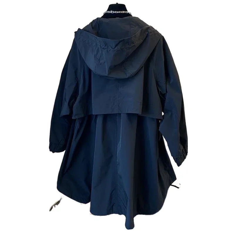 Loose Fit Hooded Trench Jacket Women-HighTouch