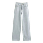 Women’s Wide-Leg High-Waist Jeans Casual Denim Pants-HighTouch