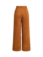 All-Season High Waist Wide-Leg Trousers for Women – Button Front & Pockets-HighTouch