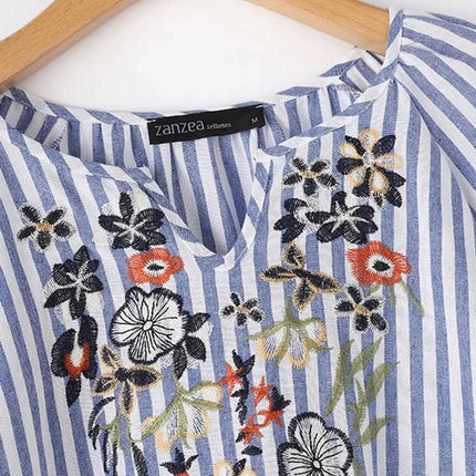 ZANZEA Summer Bohemain Holiday Vintage Floral Pinted Blouse for Women