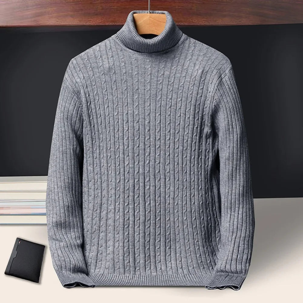 Men's Striped Turtleneck Sweater