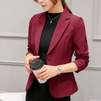 Women’s Slim Fit Blue Blazer – Long Sleeve Office Jacket with Pockets-HighTouch