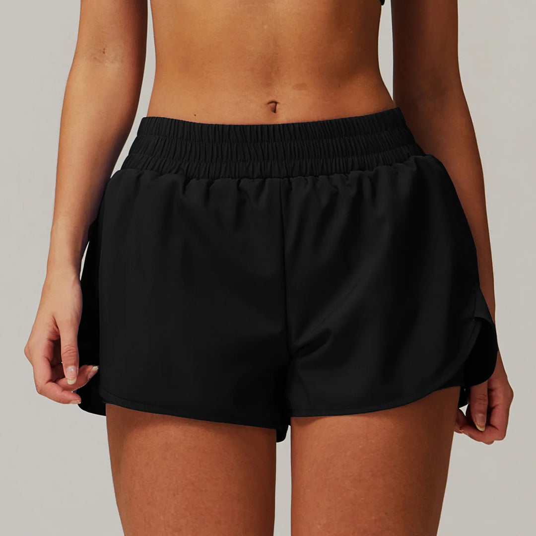 Women's Dual-Layer High-Waist Pocket Yoga Shorts-HighTouch