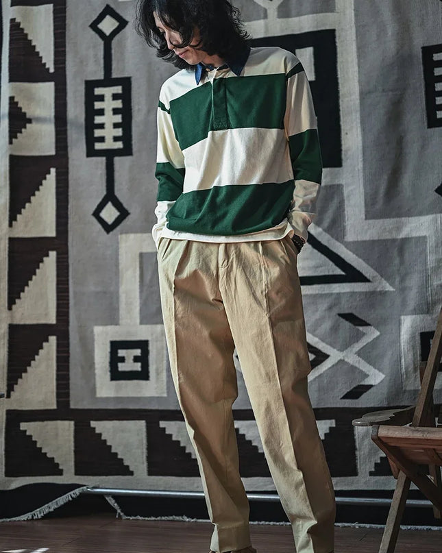 Vintage Campus Striped Button-Down Polo Tee – Ivy Prep Long Sleeve
