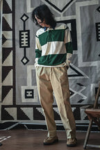 Vintage Campus Striped Button-Down Polo Tee – Ivy Prep Long Sleeve-HighTouch