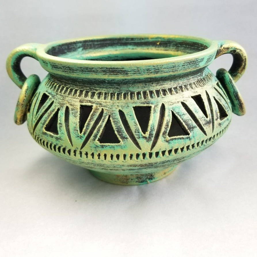 Sea Green Ceramic Lidded Pot - HighTouch 