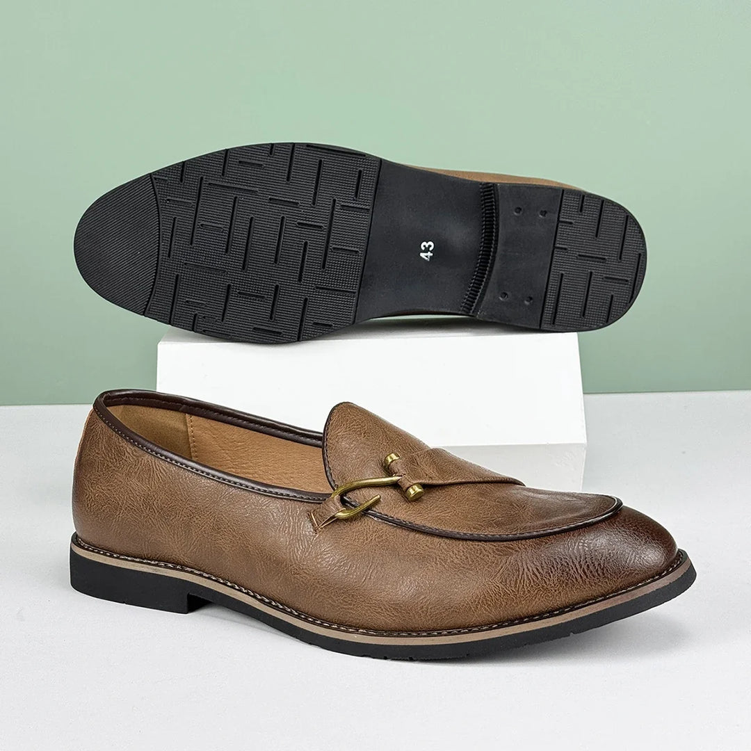 Men's Leather Bit Loafers | Classic Horsebit Dress Slip-On Shoes