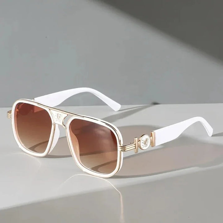 Unisex UV400 Square Sunglasses – Gold Detail