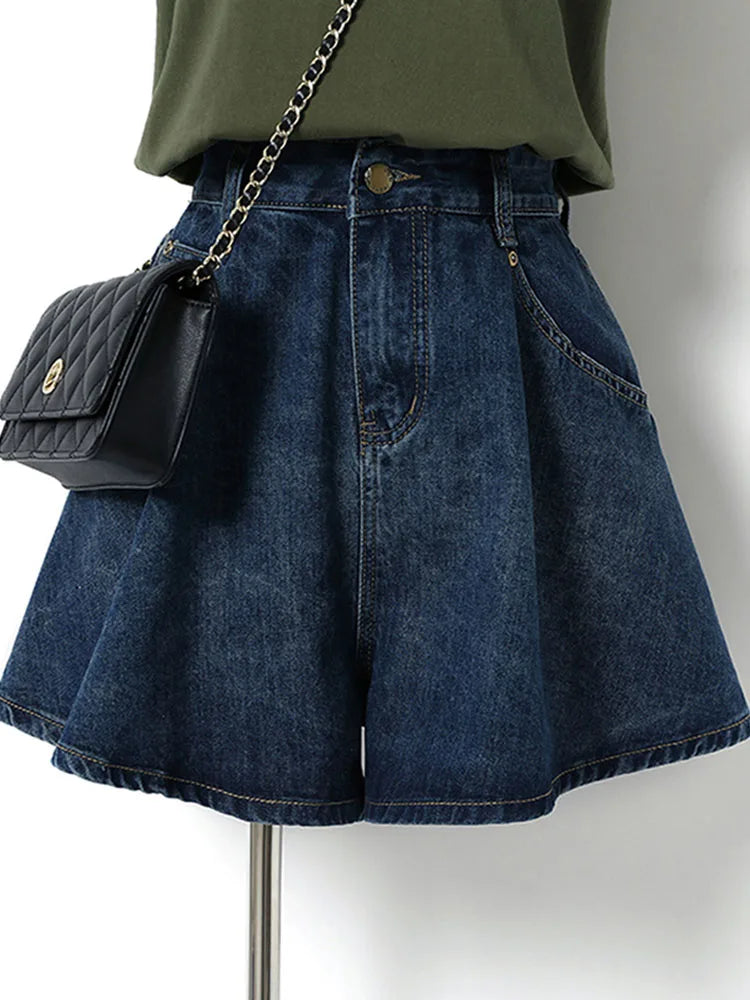 High Waist Denim Shorts Women – S-3XL Wide Leg Summer Fit
