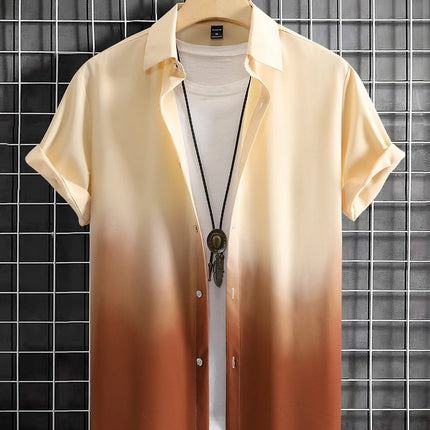 Men’s Gradient 3D Print Short Sleeve Shirt