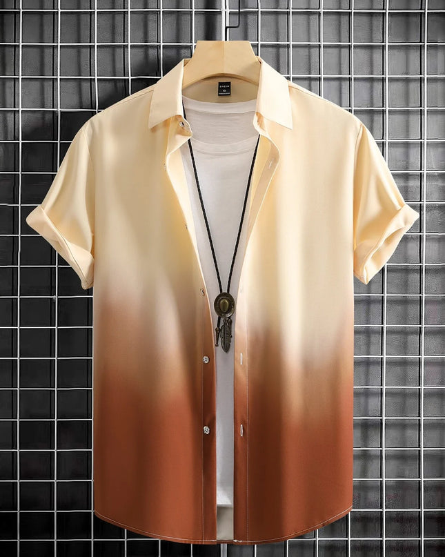 Men’s Gradient 3D Print Short Sleeve Shirt