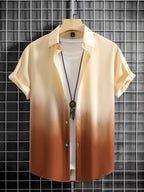 Men’s Gradient 3D Print Short Sleeve Shirt-HighTouch