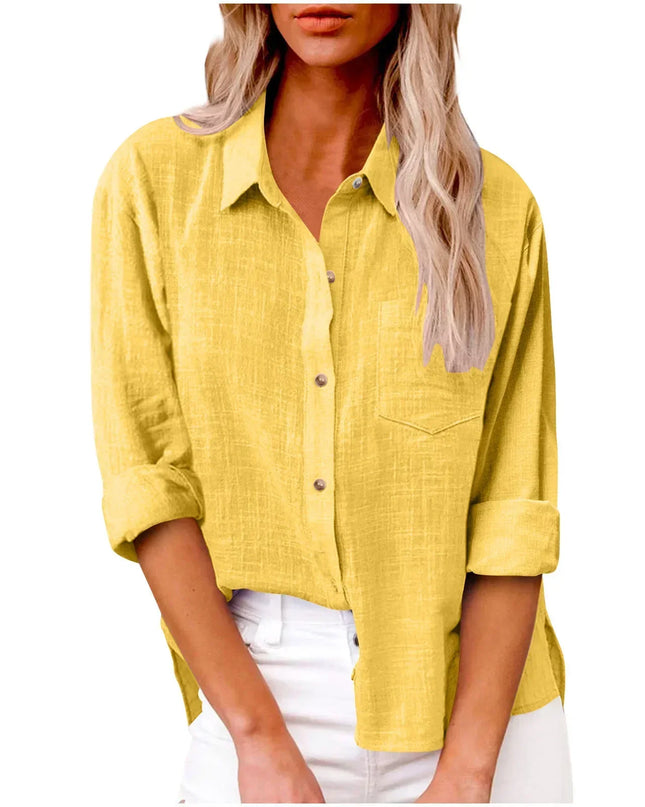 Women’s Long Sleeve Cotton-Linen Shirt