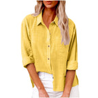 Women’s Long Sleeve Cotton-Linen Shirt