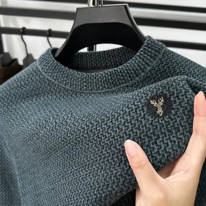 Embroidered Plush Sweater Men-HighTouch
