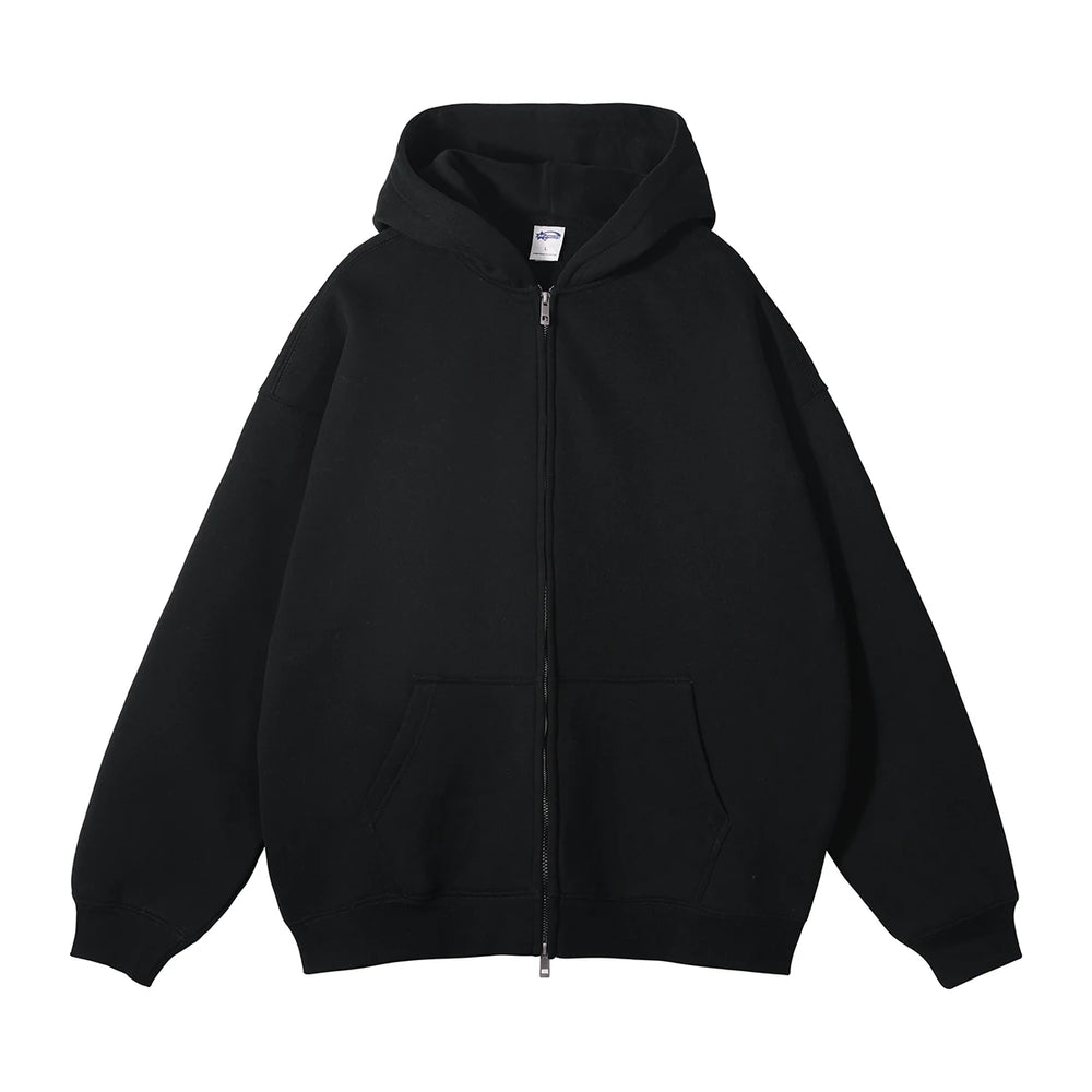 Premium Heavyweight Fleece Double‑Zip Cardigan Hoodie-HighTouch