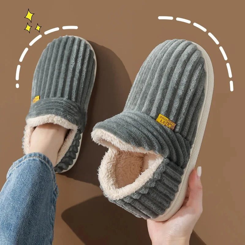 Unisex Plush Fur Slide Slippers – Warm Ankle Soft-Sole Indoor Fashion