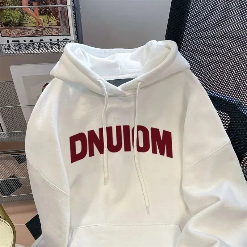 Plus-Size Fleece-Lined Oversized Hoodie – Korean Lazy-Style Warm Pullover