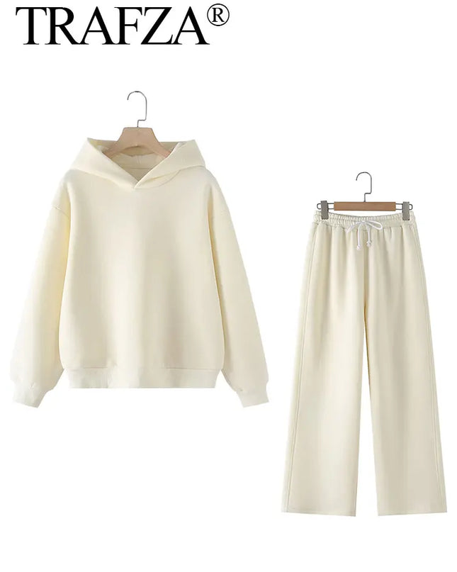 Women’s Casual Hooded Pullover & Straight Pants Set — Cozy, Chic & Versatile