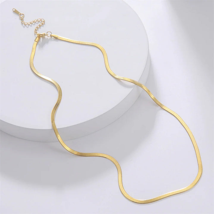 Gold Colour Stainless Steel Snake Chain Necklace-HighTouch