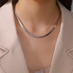Gold Colour Stainless Steel Snake Chain Necklace-HighTouch