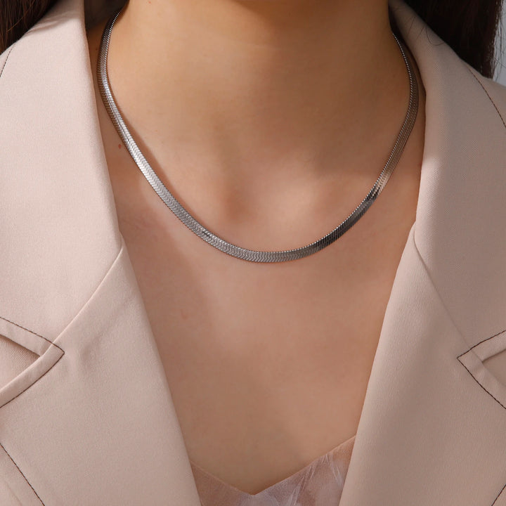 Gold Colour Stainless Steel Snake Chain Necklace-HighTouch